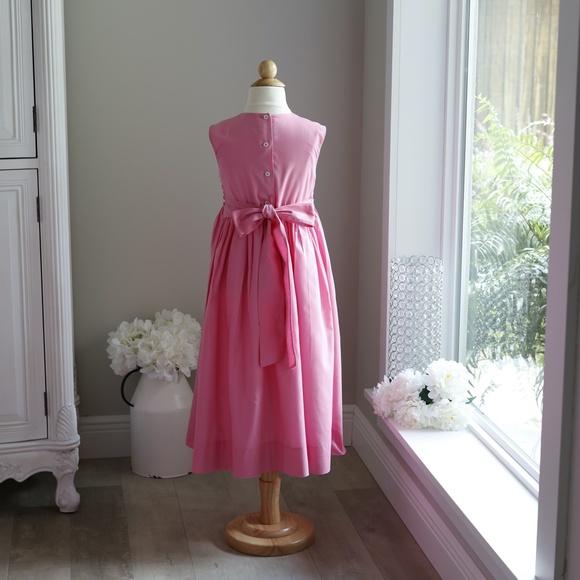 Strasburg Dress Smocked Sleeveless Pink Spring Summer Vacation Perfect Condition - Picture 5 of 5